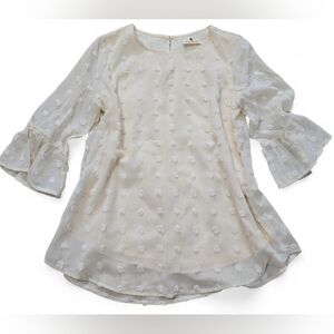 Betseys Boutique Shop Textured Dot Blouse Womens Small
